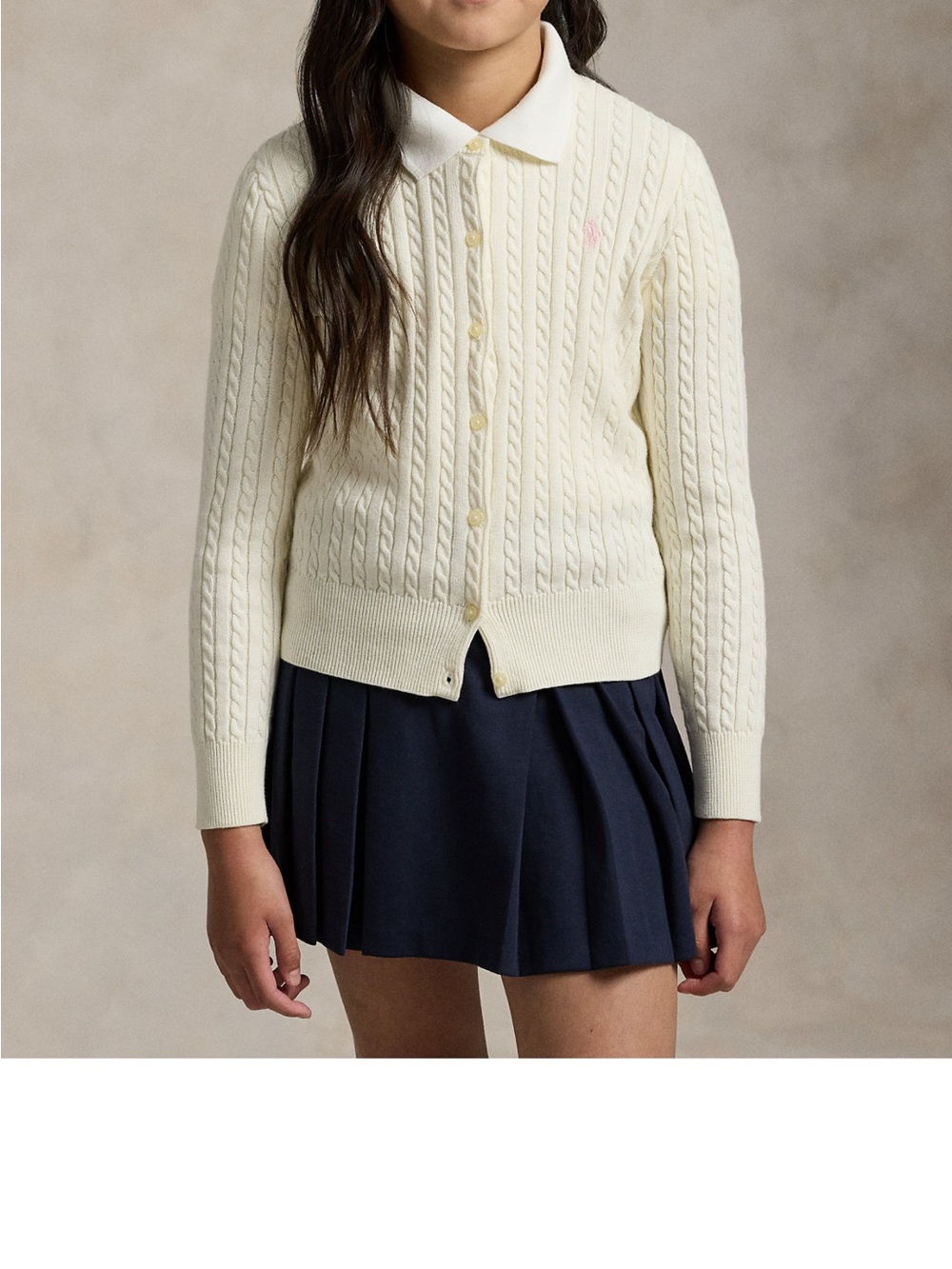 Ralph Lauren Girls’ Mini Cable-Knit Cotton Cardigan - Picture 3 of 9